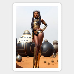 Futuristic African: Beauty in Motion T-Shirt Sticker